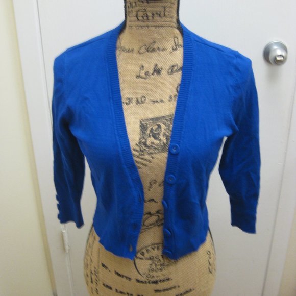 NWOT John Paul Richard blue sweater cardigan S sma - Picture 4 of 6
